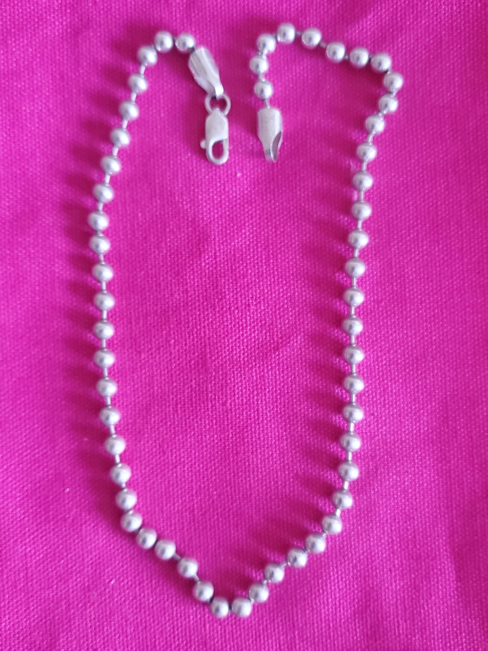 ITALY 925 STERLING Silver Ball Chain Necklace - Classic Beaded Link WOMENS